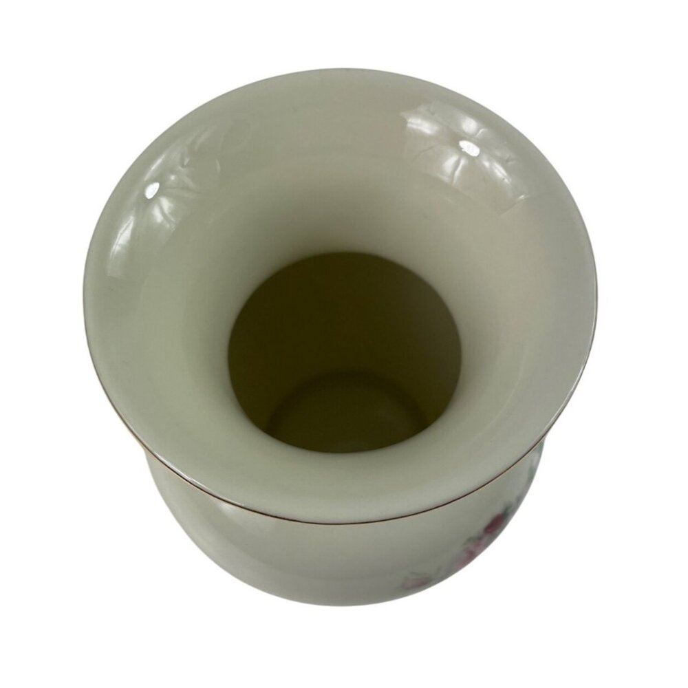 Formalities By Baum Bros Porcelain Vase With Floral Design & Gold Rim - Picture 8 of 12